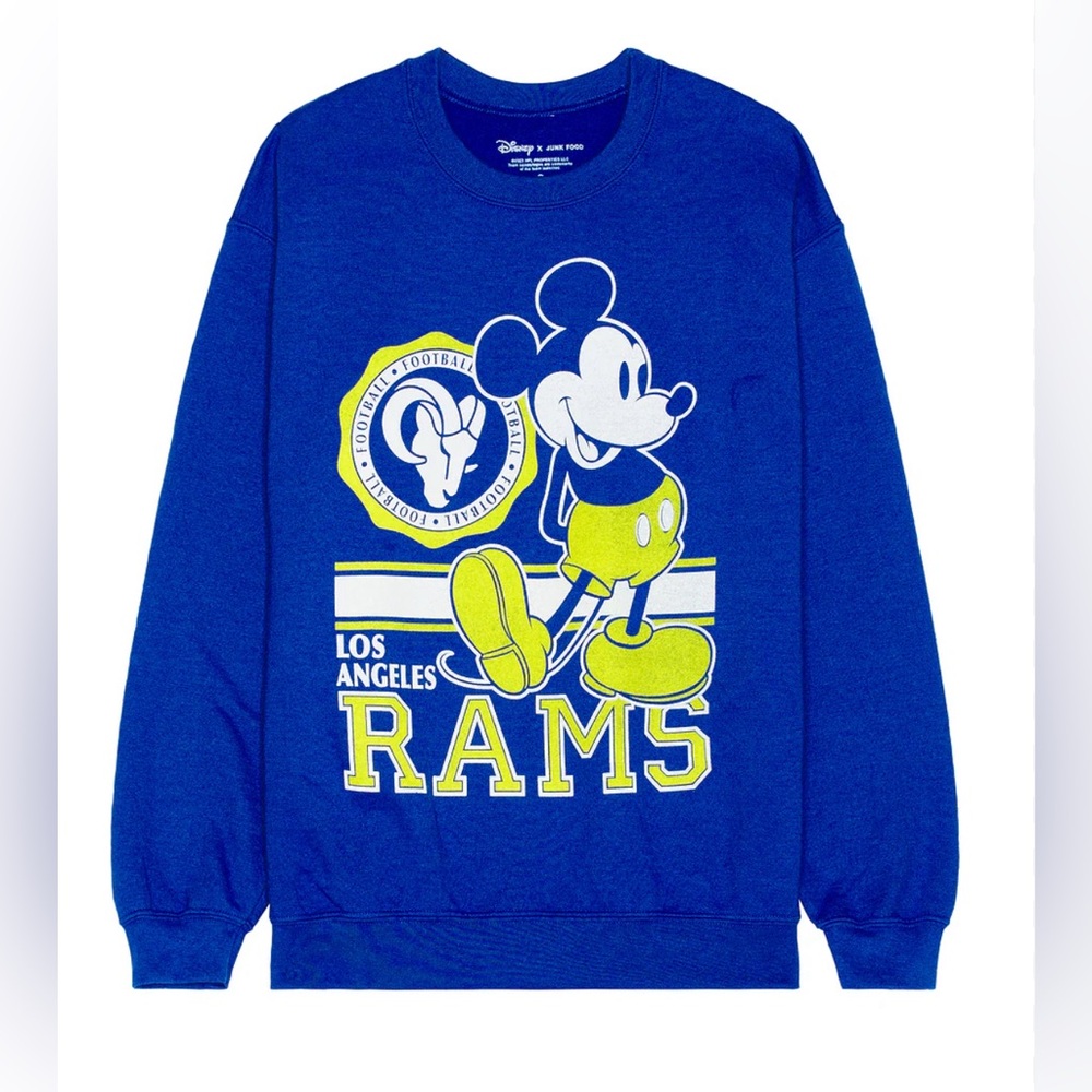 Junk Food LA Rams‎ Mickey Mouse Disney Crewneck football sweatshirt NFL size XS